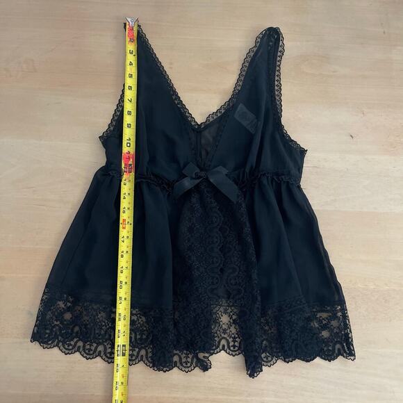In bloom by Jonquil black baby doll camisole sheer lace with bow size medium - Picture 7 of 8